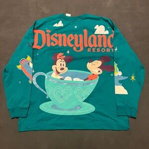 Disneyland Resort Mickey Minnie Mouse Graphic‎ Long Sleeve T-Shirt  XL Teal